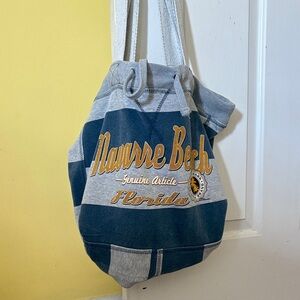 Navy and Gray Drawstring Backpack